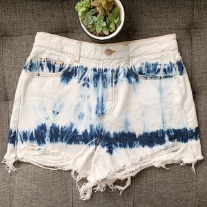 ZARA distressed tie dye denim high waist shorts Size 4 womans